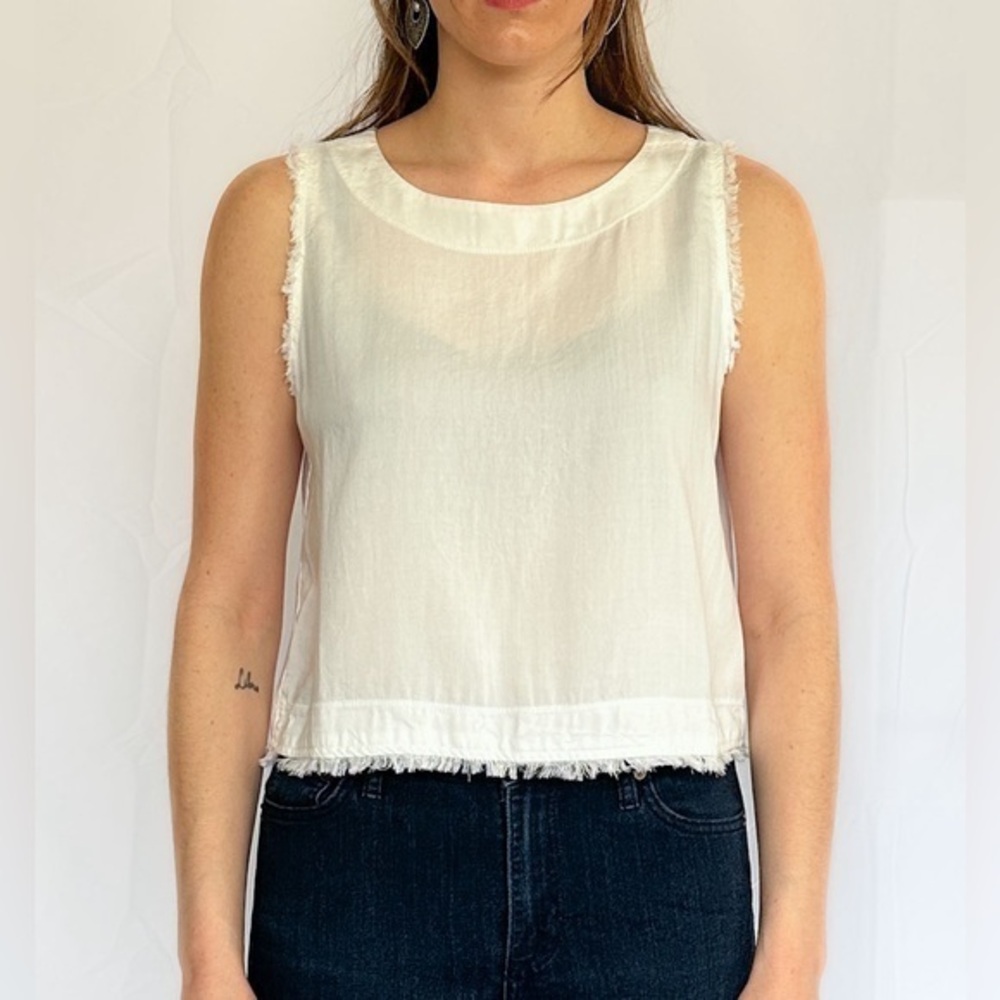 Cloth & Stone White Linen Blouse Size M